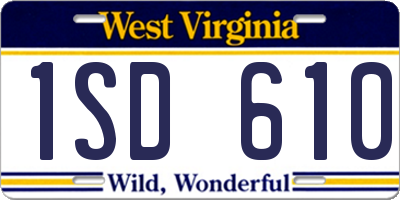 WV license plate 1SD610