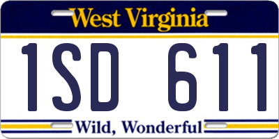 WV license plate 1SD611