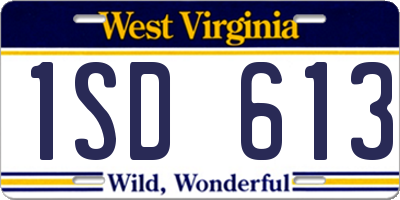 WV license plate 1SD613