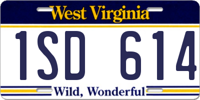 WV license plate 1SD614