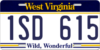 WV license plate 1SD615