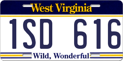 WV license plate 1SD616