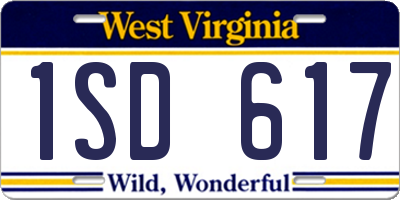 WV license plate 1SD617