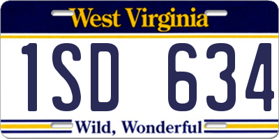 WV license plate 1SD634