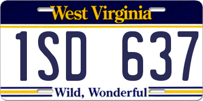 WV license plate 1SD637