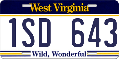 WV license plate 1SD643