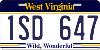 WV license plate 1SD647