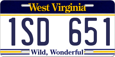 WV license plate 1SD651
