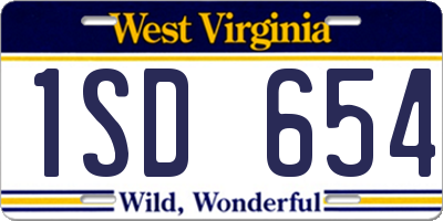 WV license plate 1SD654