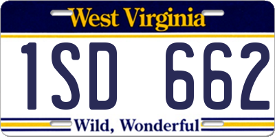 WV license plate 1SD662