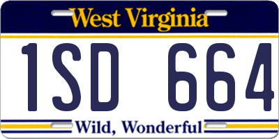 WV license plate 1SD664