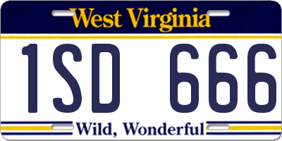 WV license plate 1SD666