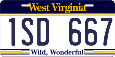 WV license plate 1SD667