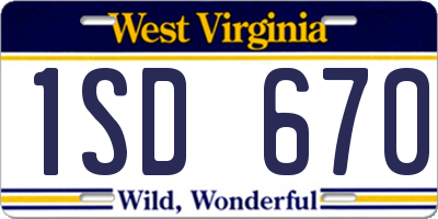 WV license plate 1SD670