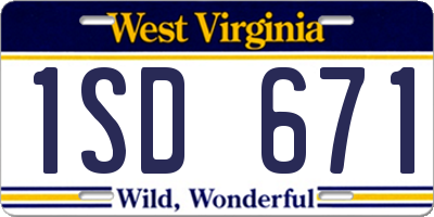 WV license plate 1SD671