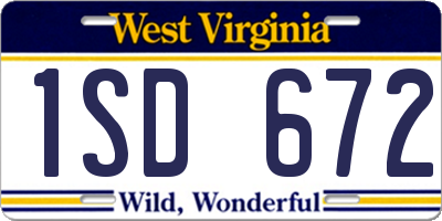 WV license plate 1SD672