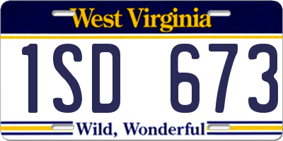 WV license plate 1SD673