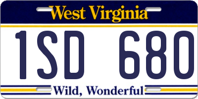 WV license plate 1SD680