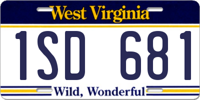 WV license plate 1SD681