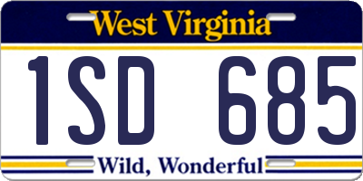 WV license plate 1SD685