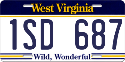 WV license plate 1SD687