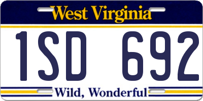 WV license plate 1SD692