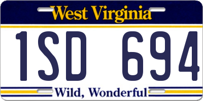 WV license plate 1SD694