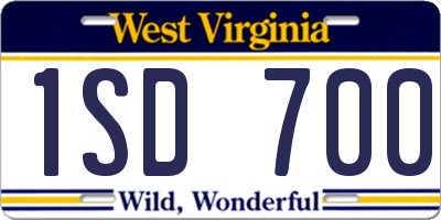 WV license plate 1SD700
