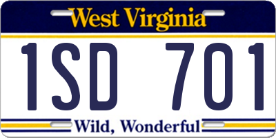 WV license plate 1SD701