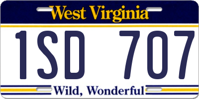 WV license plate 1SD707