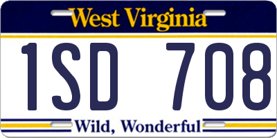 WV license plate 1SD708