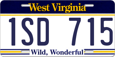 WV license plate 1SD715