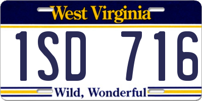 WV license plate 1SD716