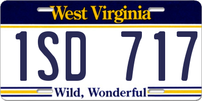 WV license plate 1SD717