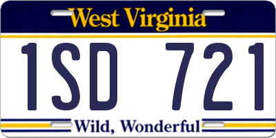 WV license plate 1SD721