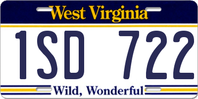 WV license plate 1SD722
