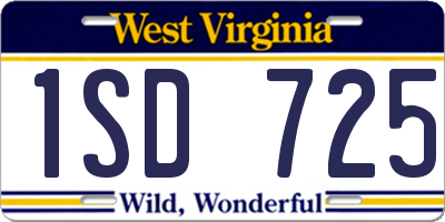 WV license plate 1SD725