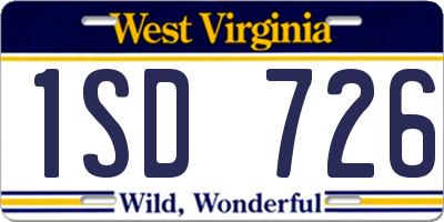 WV license plate 1SD726