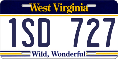 WV license plate 1SD727