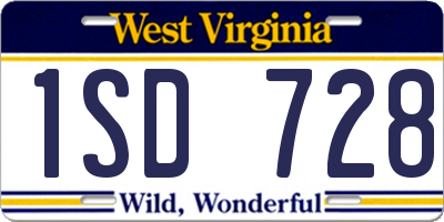 WV license plate 1SD728