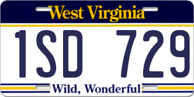 WV license plate 1SD729