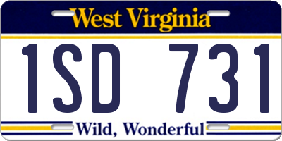 WV license plate 1SD731