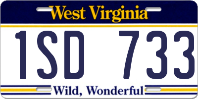 WV license plate 1SD733