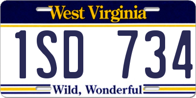 WV license plate 1SD734