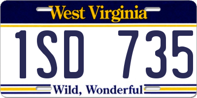 WV license plate 1SD735
