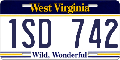 WV license plate 1SD742