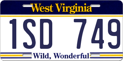 WV license plate 1SD749