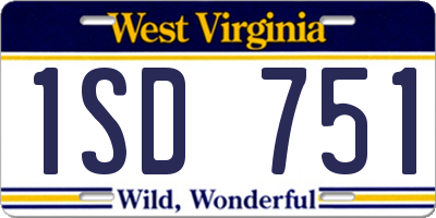 WV license plate 1SD751
