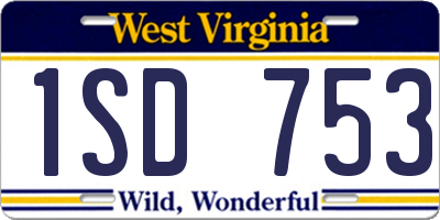 WV license plate 1SD753