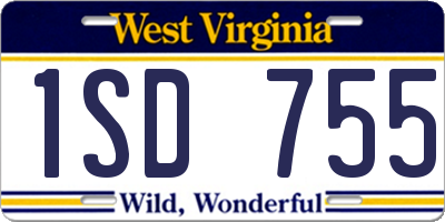 WV license plate 1SD755